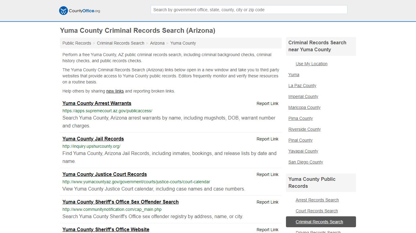 Criminal Records Search - Yuma County, AZ (Arrests, Jails ...