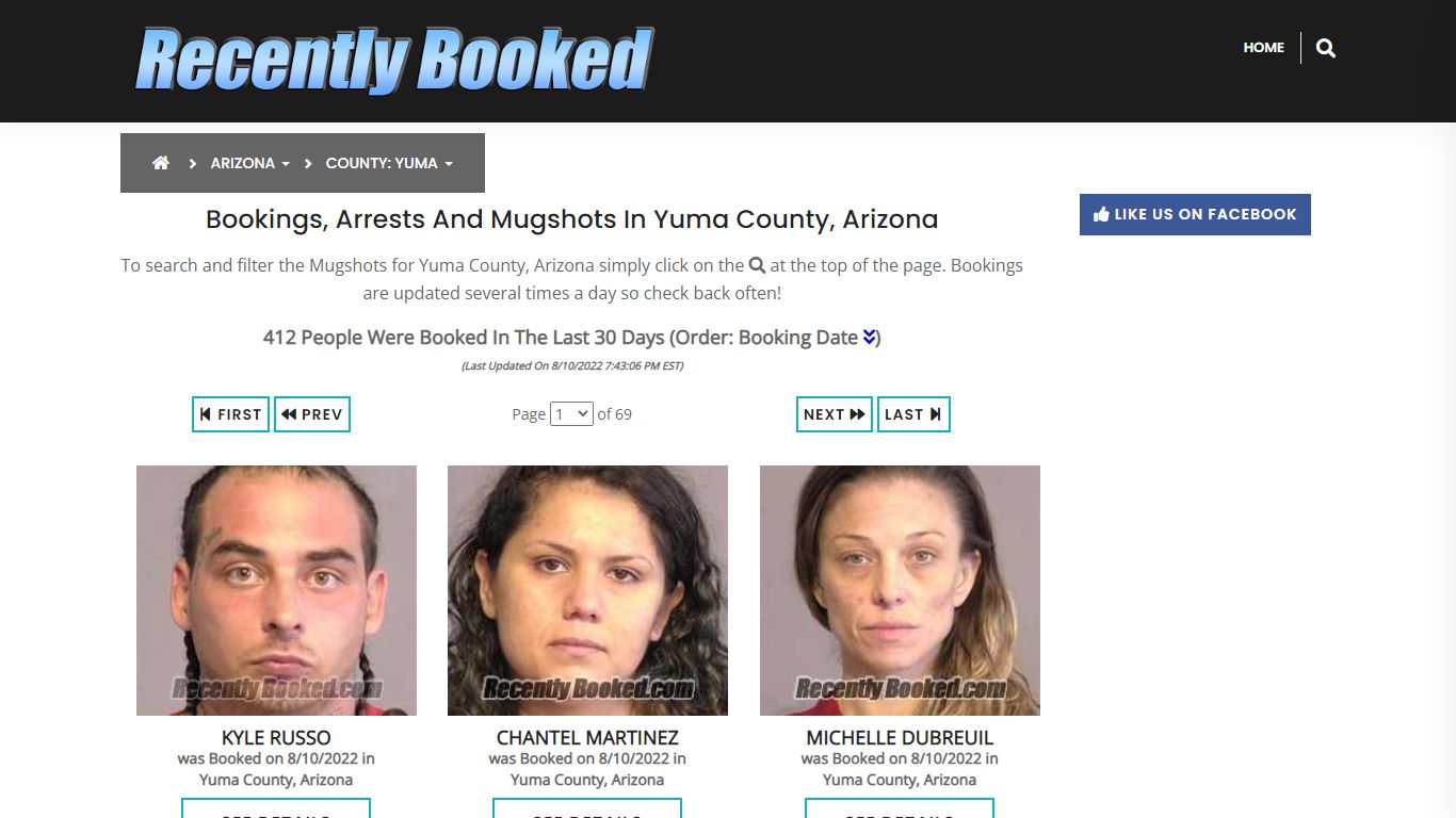 Recent bookings, Arrests, Mugshots in Yuma County, Arizona